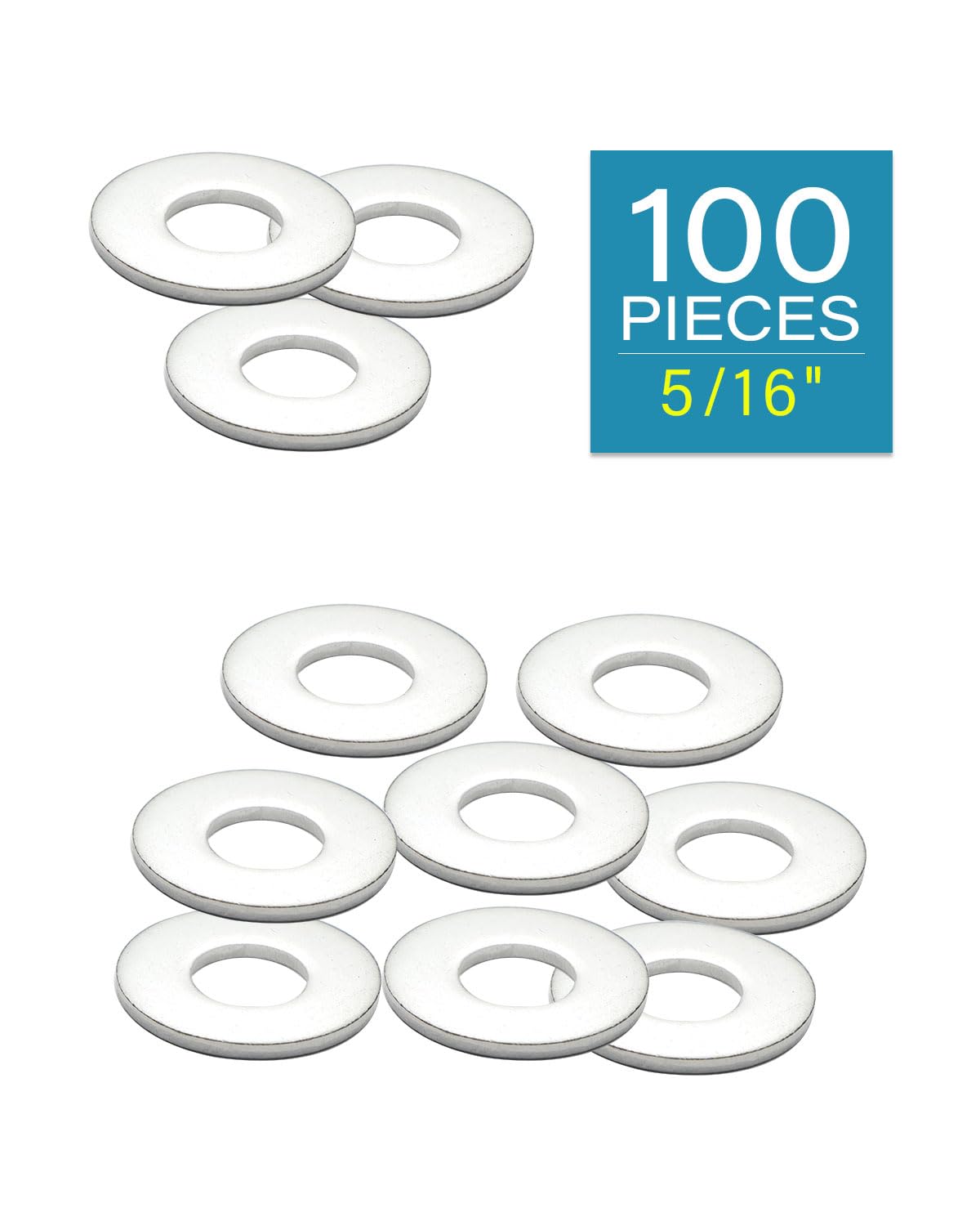 IMScrews 5/16" USS Large Flat Washers 304 Stainless Steel Washers (Pack of 100) - Durable, Rust-Resistant, Heavy Duty, Essential Hardware for Construction and DIY Projects - image 2