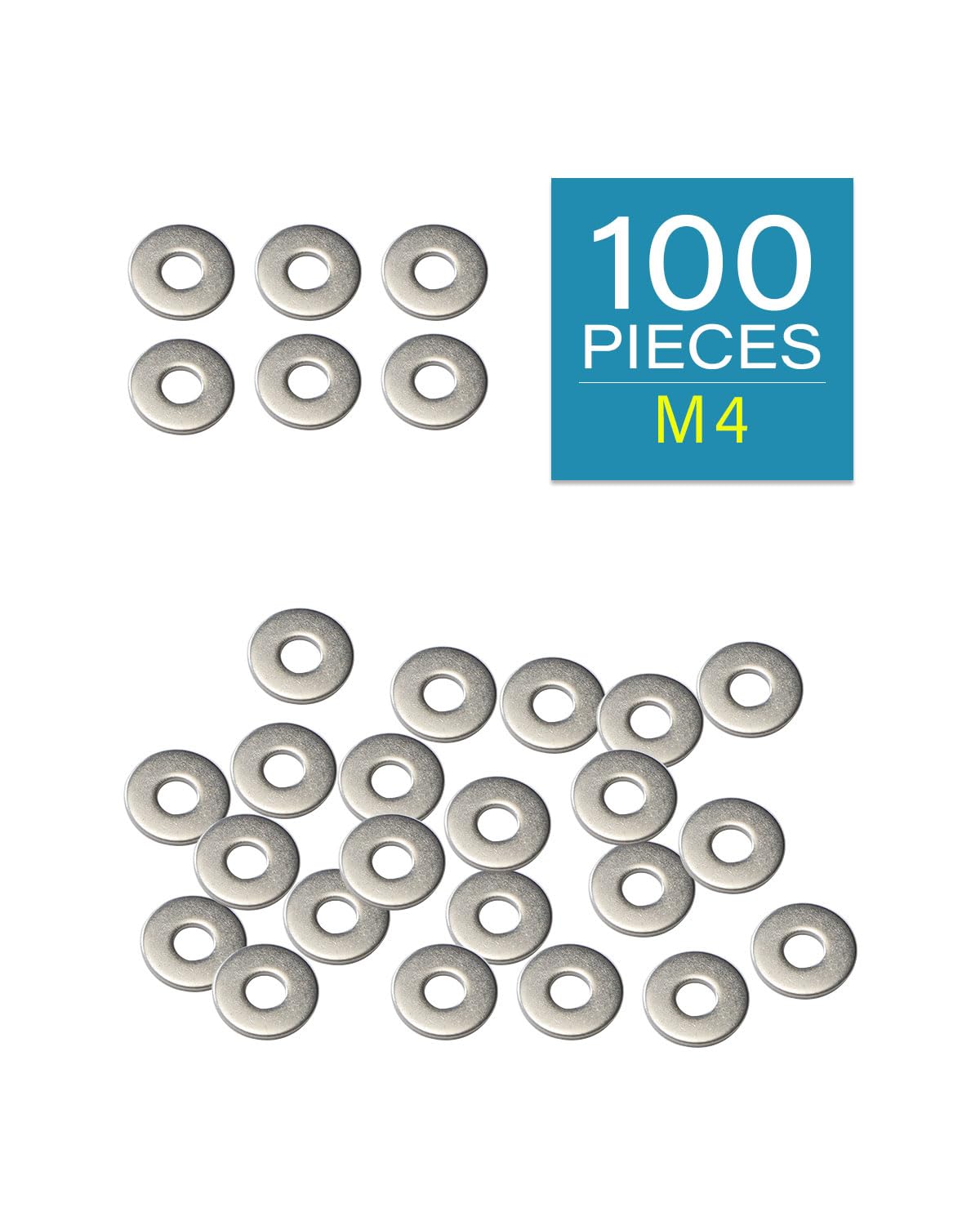 IMScrews M4 Large Flat Washers - 304 Stainless Steel Washers (Pack of 100) - Durable Hardware for Various Applications - image 2