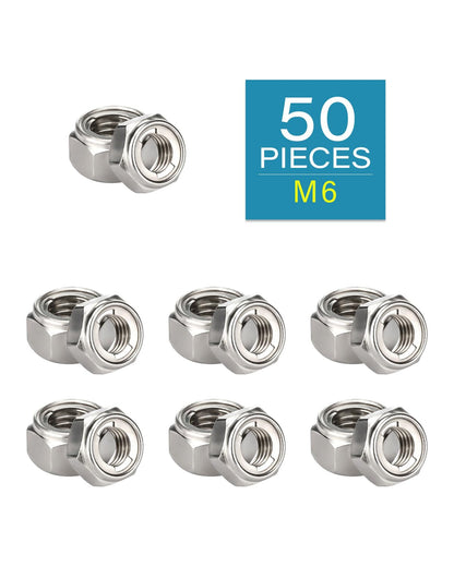 M6-1.0 Locknuts - IMScrews 304 Stainless Steel Locknuts - Durable Hardware for Home Repairs and Professional Projects Pack of 50 - image 2
