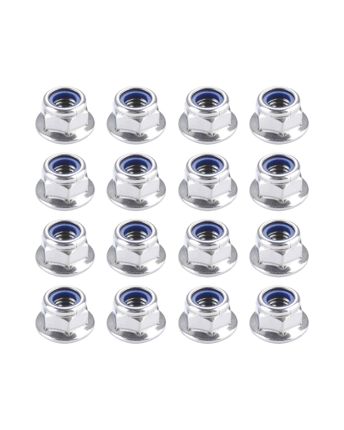 IMScrews M6-1.0 Hex Flange Lock Nuts, 304 Stainless Steel DIN6926 Locking Nuts with Blue Nylon Insert and Integrated Washer Base, Corrosion Resistant Hardware for Secure Fastening, 50-Pack
