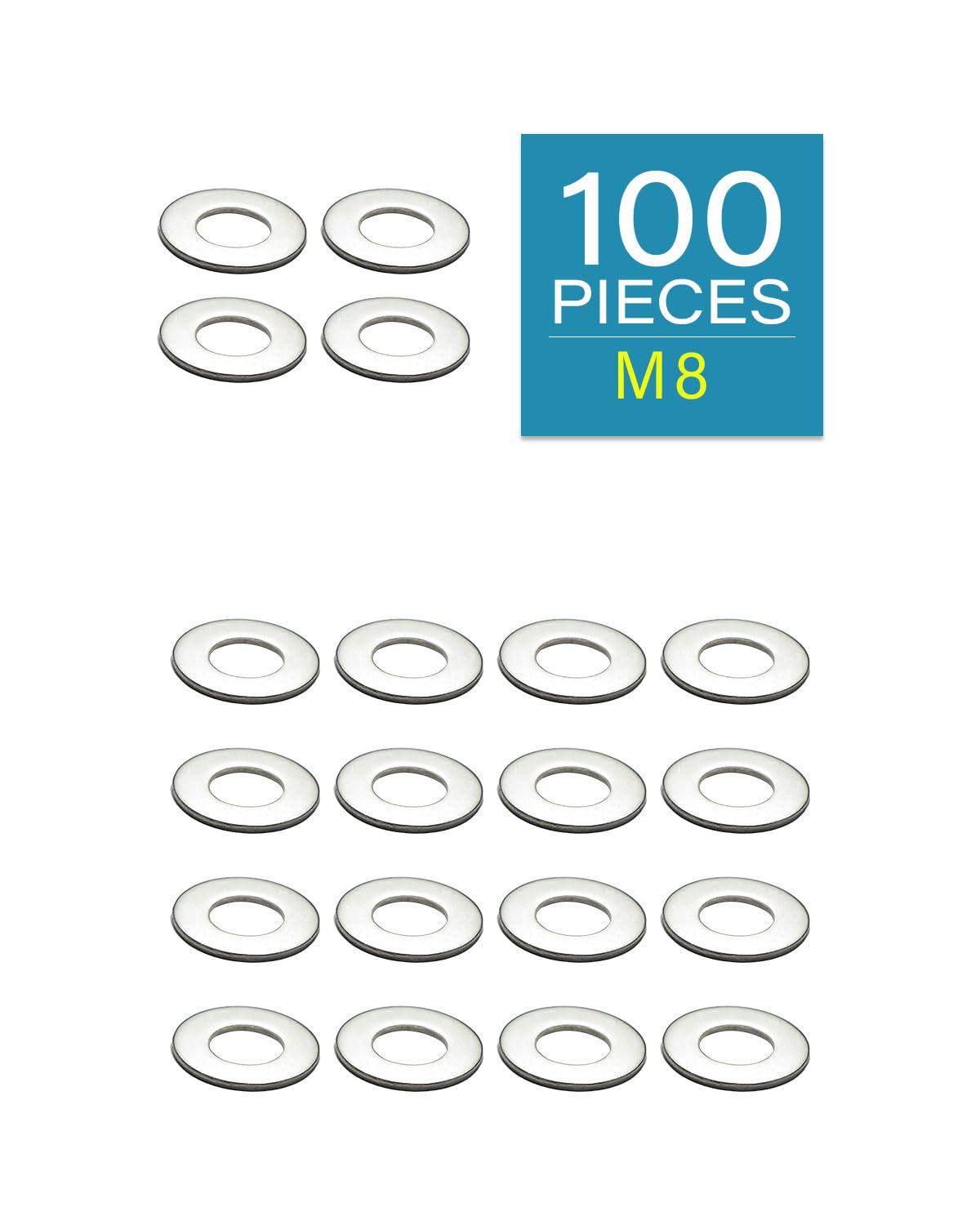 IMScrews M8 304 Stainless Steel Flat Washers for Bolts and Screws - Pack of 100 - Durable Hardware Essentials - image 2