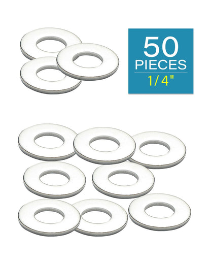IMScrews 1/4 Inch SAE Flat Washers - Pack of 50 - Premium 304 Stainless Steel Washers for Reliable Fastening - image 2