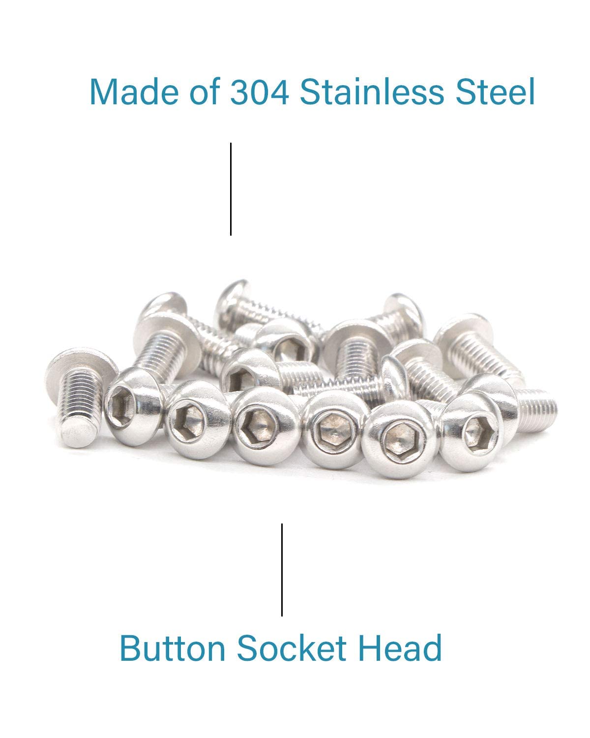 M4-0.7 x 1/2" Button Head Socket Cap Bolts Screws (25pcs) 18-8 Stainless Steel 304 Allen Hex Drive Fully Thread Machine Screw ISO7380 | by IMSCREWS - image 3