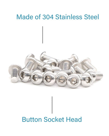 M4-0.7 x 1/2" Button Head Socket Cap Bolts Screws (25pcs) 18-8 Stainless Steel 304 Allen Hex Drive Fully Thread Machine Screw ISO7380 | by IMSCREWS - image 3