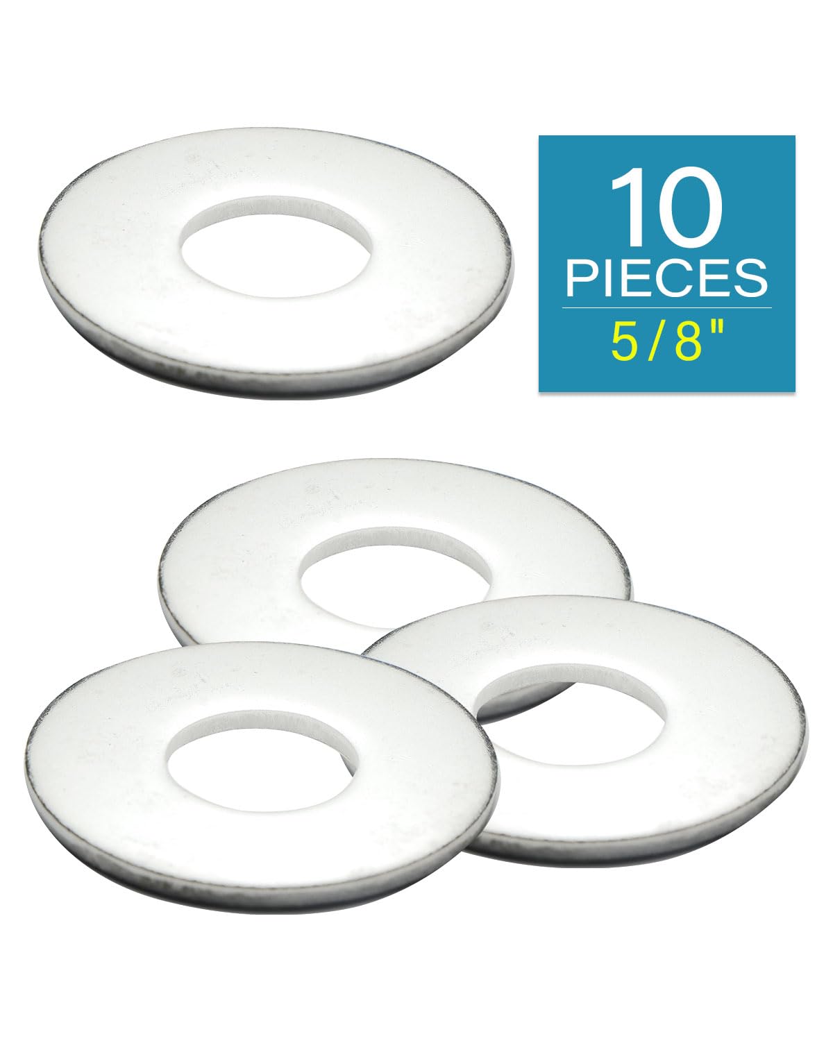 IMScrews 5/8" USS Large Flat Washers 304 Stainless Steel Washers (Pack of 10) - Durable, Rust-Resistant, Heavy Duty, Essential Hardware for Construction and DIY Projects - image 2
