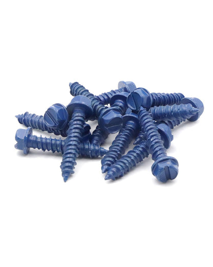 IMScrews 1/4" x 1-1/4" Masonry Anchor Screws, Short Length Hex Slotted Concrete Bolts, Blue Rust Resistant, 10 Pack - image 5