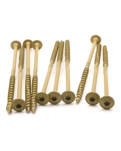 #14 x 6" Tan IMSCREWS Wood Deck Screws - T30 Star Drive with Large Washer Head - Rust-Resistant Outdoor Deck Screws for Timber, Log, and Landscaping Wood Projects Pack of 200 - image 6
