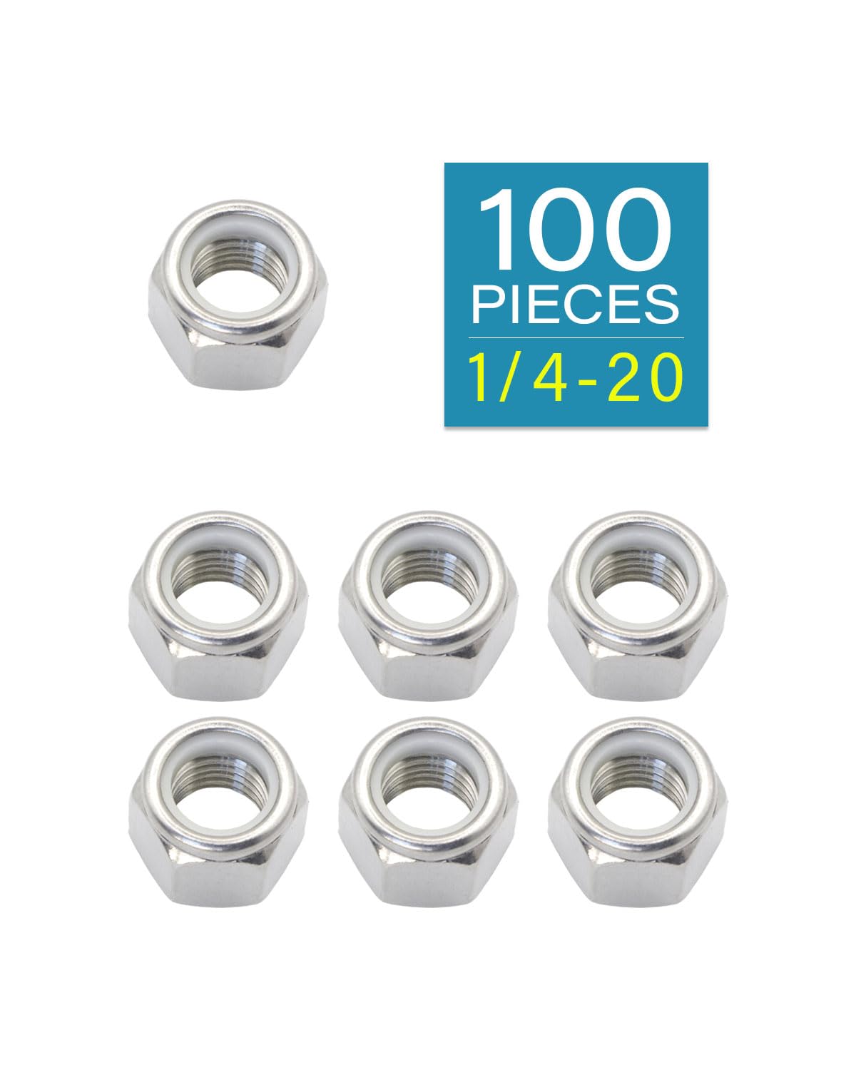 1/4-20 Locknuts - IMScrews 304 Stainless Steel Hardware Locknuts - Durable and Rust-Resistant Fasteners for Home Repairs and Professional Projects Pack of 100 - image 2