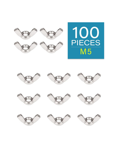 M5-0.8 Wing Nuts - IMScrews 304 Stainless Steel Wing Nuts - Durable Hardware for Home Maintenance and Professional Engineering Pack of 100 - image 2