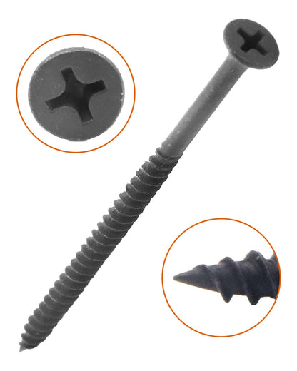 IMSCREWS #8 x 3" Drywall Screws, 100-Pack, Fine Thread, Phillips Flat Head, Sharp Point, Gray Phosphate Coated Carbon Steel Screws for Drywall and Metal Stud Installation - image 4
