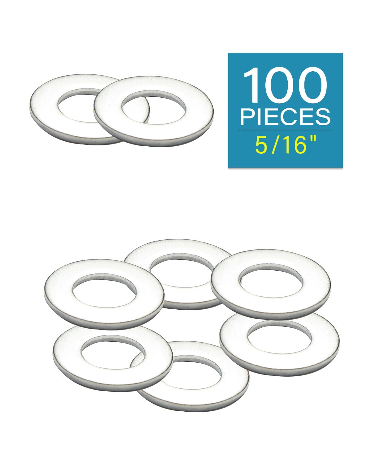 IMScrews 5/16 Inch SAE Flat Washers - Pack of 100 - Premium 304 Stainless Steel Washers for Reliable Fastening - image 2