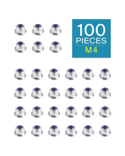 IMScrews M4 x 0.7 Flange Nuts, 304 Stainless Steel Hex Lock Nuts with Blue Nylon Insert, DIN6926 Self-Locking Nuts with Integrated Washer Base, Corrosion Resistant, Pack of 200 - image 2