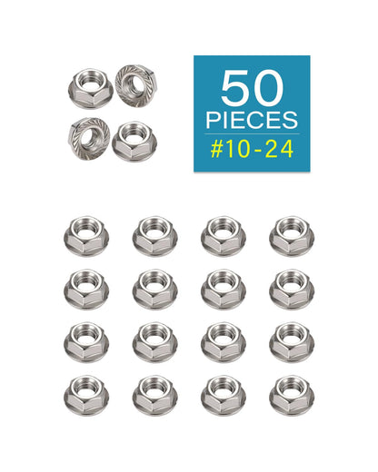 #10-24 Flange Nuts - IMScrews 304 Stainless Steel Flange Nuts - Resilient Fasteners for Home Maintenance and Professional Projects Pack of 50 - image 2
