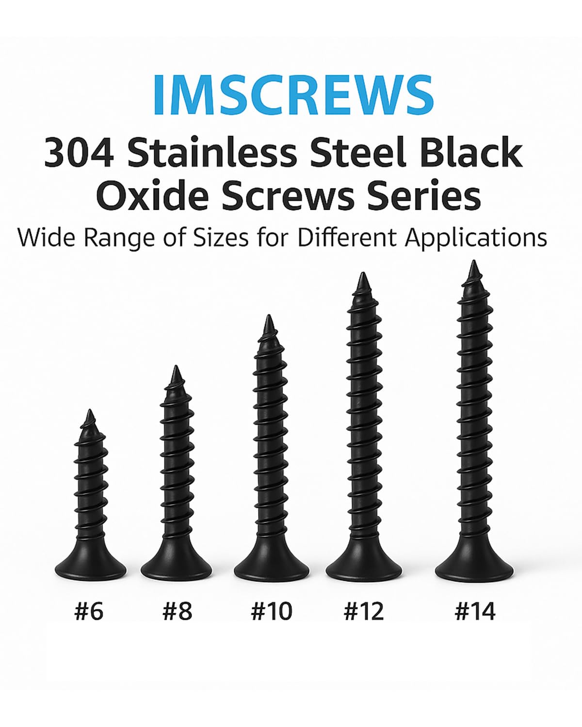 IMSCREWS #2 x 1/4" Self-Tapping,304 Stainless Steel Black Flat Head Phillips Wood Screws,Pack of 100 ¡ª Anti-Rust, Sharp Point, Black Coated Finish for Wood, Metal & Plastic - image 3