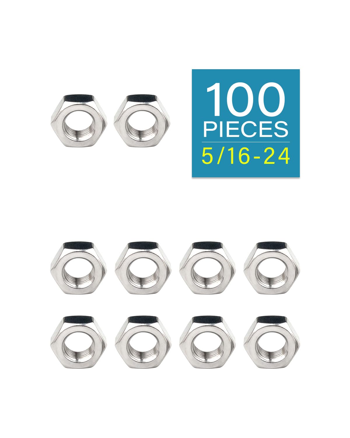 5/16-24 Hex Nuts - IMScrews 304 Stainless Steel Hex Nuts - Corrosion-Resistant Fasteners for Diverse Projects Pack of 100 - image 2