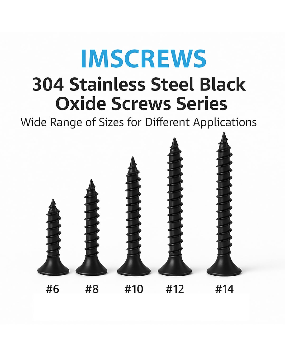 IMSCREWS #6 x 1" Black Wood Screws (50 Pack), 304 Stainless Steel Flat Head Phillips, All-Purpose Self Tapping Fasteners for Door Latches, Strike Plates & Wall Anchors ¡ª Matte Black - image 3