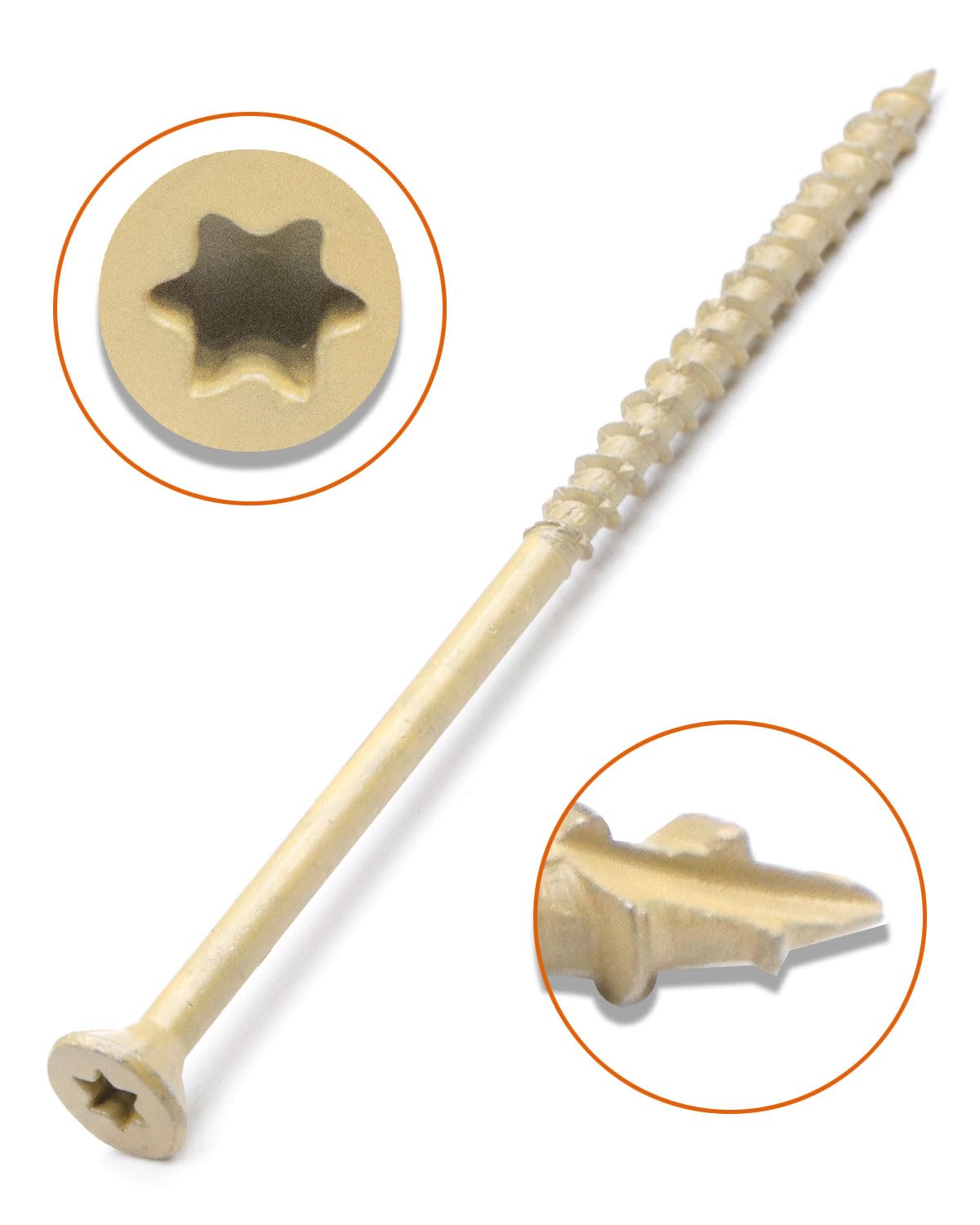 #10 x 4 Inch Deck Screws - 200 Pcs, Exterior Wood Screws, Carbon Steel Star Drive, Coarse Threads, Anti-Corrosion, Tan Coated, Rust-Resistant for Decks, Fences, and Outdoor Projects | by IMSCREWS - image 4