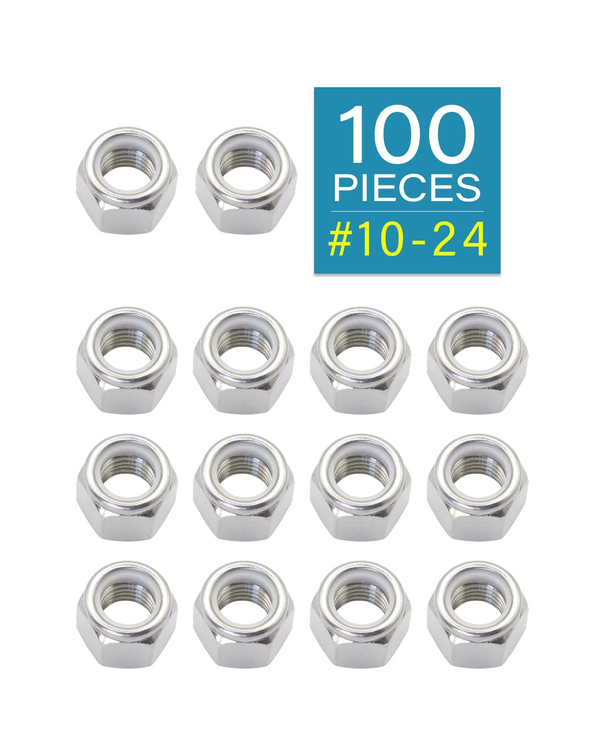 #10-24 Locknuts - IMScrews 304 Stainless Steel Hardware Locknuts - Durable and Rust-Resistant Fasteners for Home Repairs and Professional Projects Pack of 100 - image 2