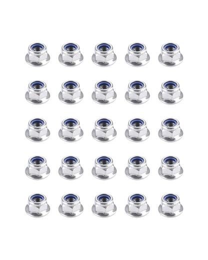 IMScrews M5 x 0.8 Flange Lock Nuts, 304 Stainless Steel Hex Flange Nuts with Blue Nylon Insert, DIN6926 Self-Locking Nuts with Washer Base, Corrosion Resistant, Pack of 25
