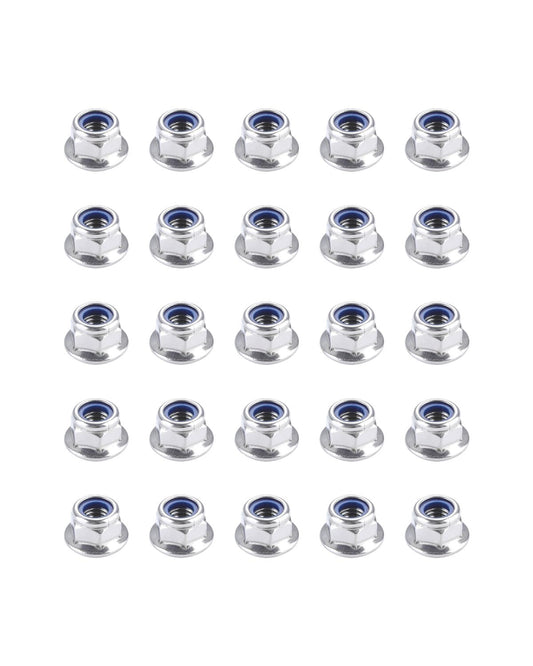 IMScrews M5 x 0.8 Flange Nuts, 304 Stainless Steel Hex Flange Lock Nuts with Integrated Washer Base, DIN6926 Nylon Insert Locking Nuts, Corrosion Resistant, Pack of 100