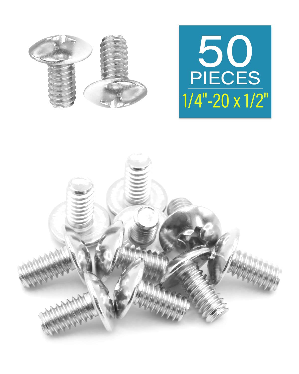 IMScrews 1/4-20 ¡Á 1/2" Phillips Truss Head Bolts Screws, 304 Stainless Steel Machine Screws Pack of 50 - image 2