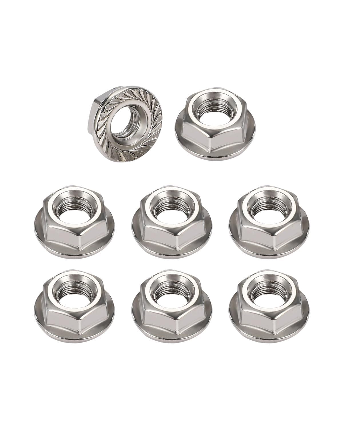 IMScrews 3/8-16 Flange Nuts 304 Stainless Steel Serrated Face Hex Lock Nuts for Automotive Industrial and Home Maintenance 50 Pack