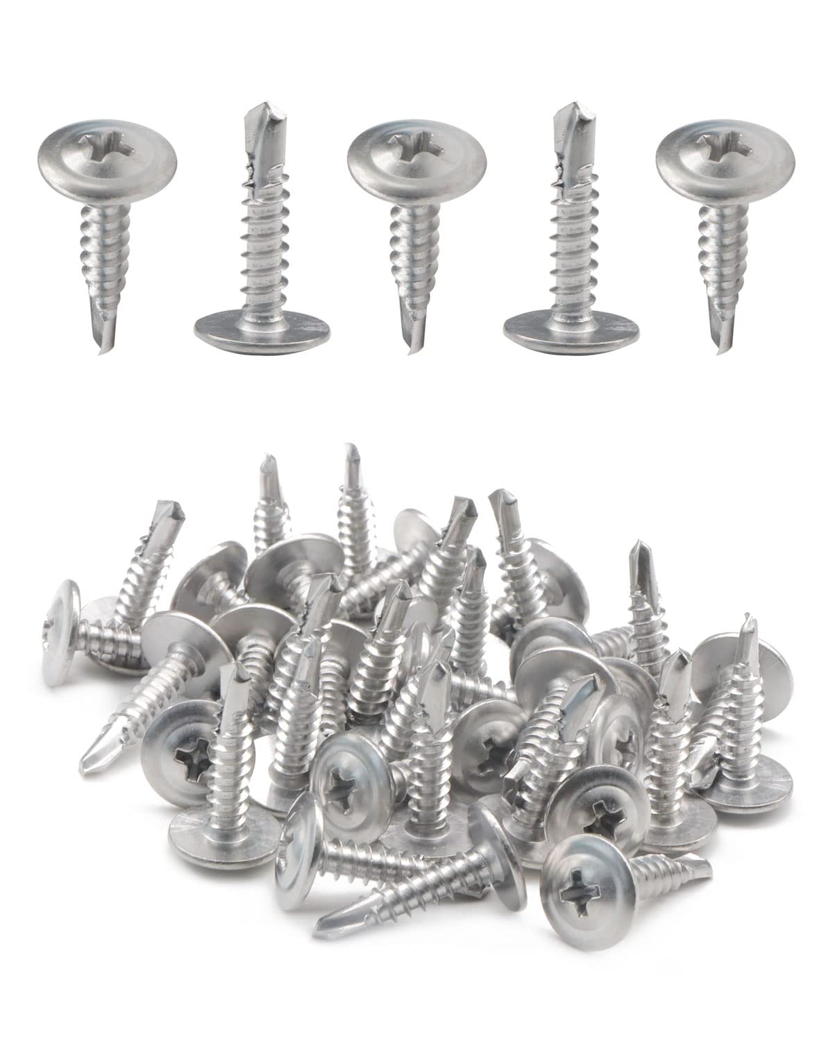 IMScrews #10 x 3/4" Truss Washer Head Self Tapping Screws, 410 Stainless Steel Sheet Metal Screws, Pack of 200