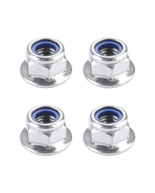 IMScrews M12 x 1.75 Stainless Steel Hex Flange Nuts with Blue Nylon Locking Patch, DIN6926 Anti-Loosening Hardware, Corrosion Resistant, Pack of 5