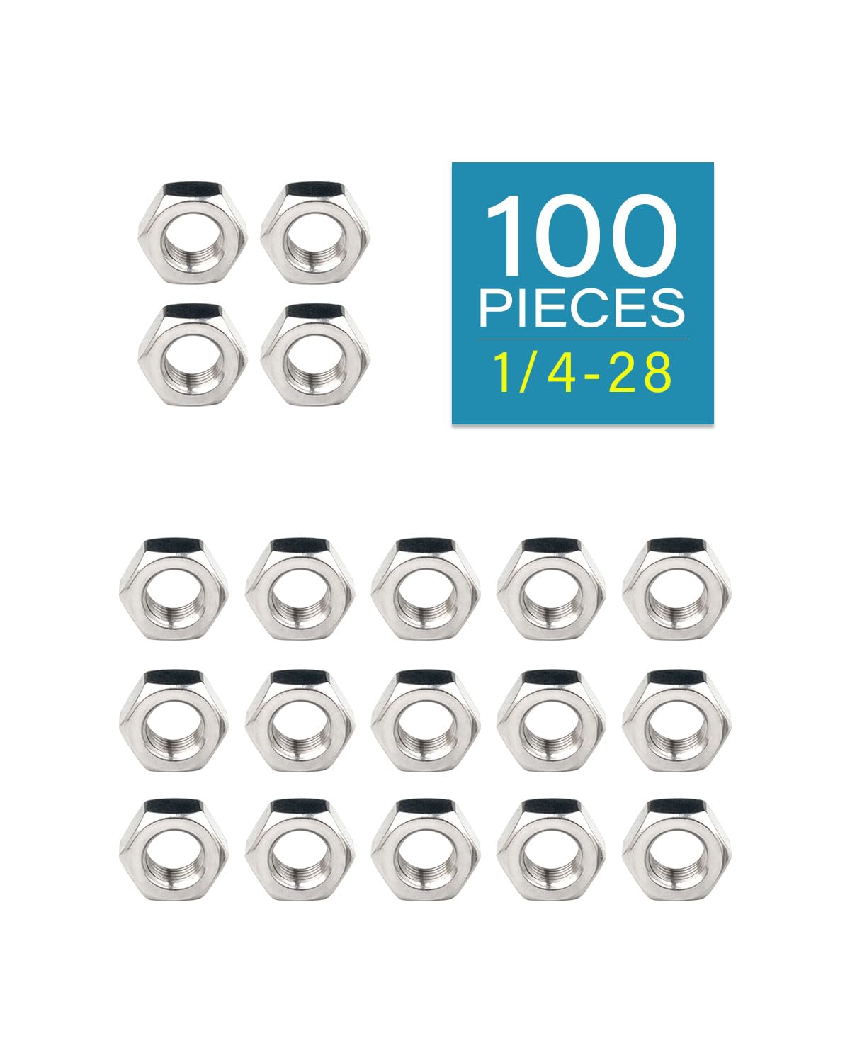 1/4-28 Hex Nuts - IMScrews 304 Stainless Steel Hex Nuts - Corrosion-Resistant Fasteners for Diverse Projects Pack of 100 - image 2