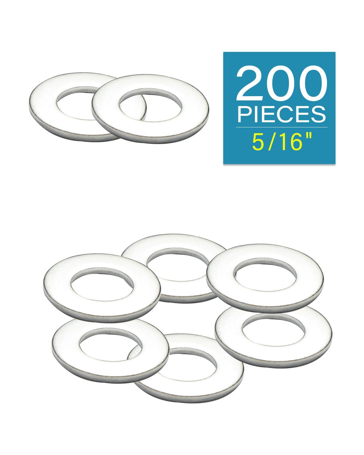 IMScrews 5/16 Inch SAE Flat Washers - Pack of 200 - Premium 304 Stainless Steel Washers for Reliable Fastening - image 2