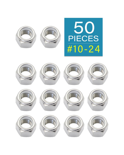 #10-24 Locknuts - IMScrews 304 Stainless Steel Hardware Locknuts - Durable and Rust-Resistant Fasteners for Home Repairs and Professional Projects Pack of 50 - image 2