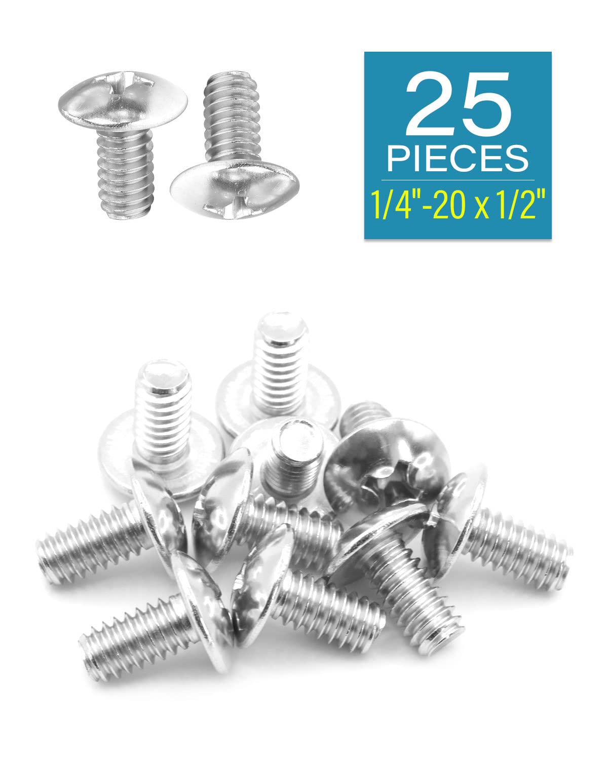 IMScrews 1/4-20 ¡Á 1/2" Phillips Truss Head Bolts Screws, 304 Stainless Steel Machine Screws Pack of 25 - image 2