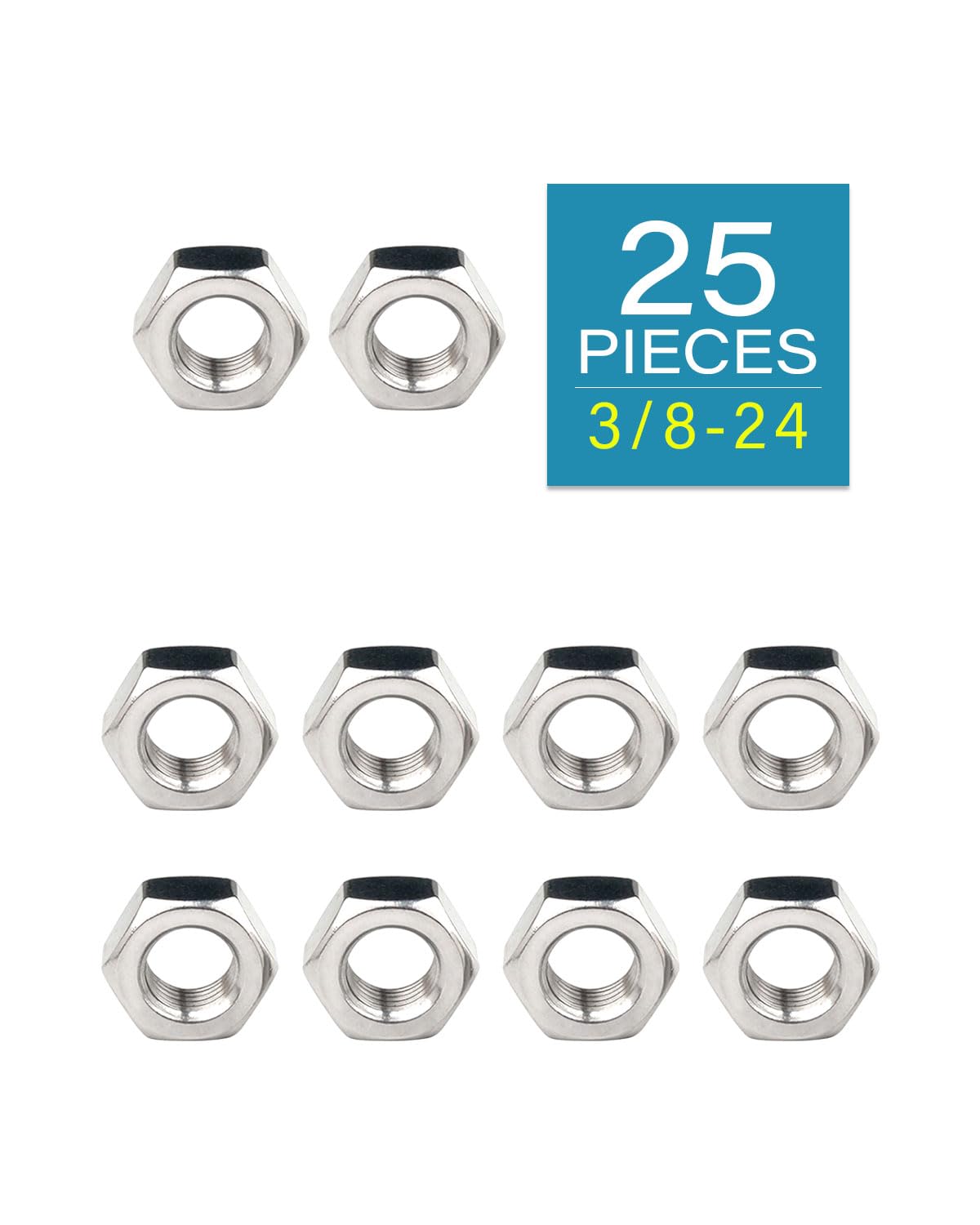 3/8-24 Hex Nuts - IMScrews 304 Stainless Steel Hex Nuts - Corrosion-Resistant Fasteners for Diverse Projects Pack of 25 - image 2