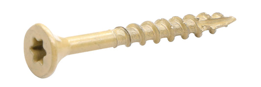IMSCREWS #8 x 1-5/8 Inch Deck Screws 25 Pcs, Tan Coated Exterior Wood Screws for Pressure Treated Lumber, Star Drive Flat Head with Nibs, Type 17 Point Self-Tapping Fasteners for Fence and Outdoor Use