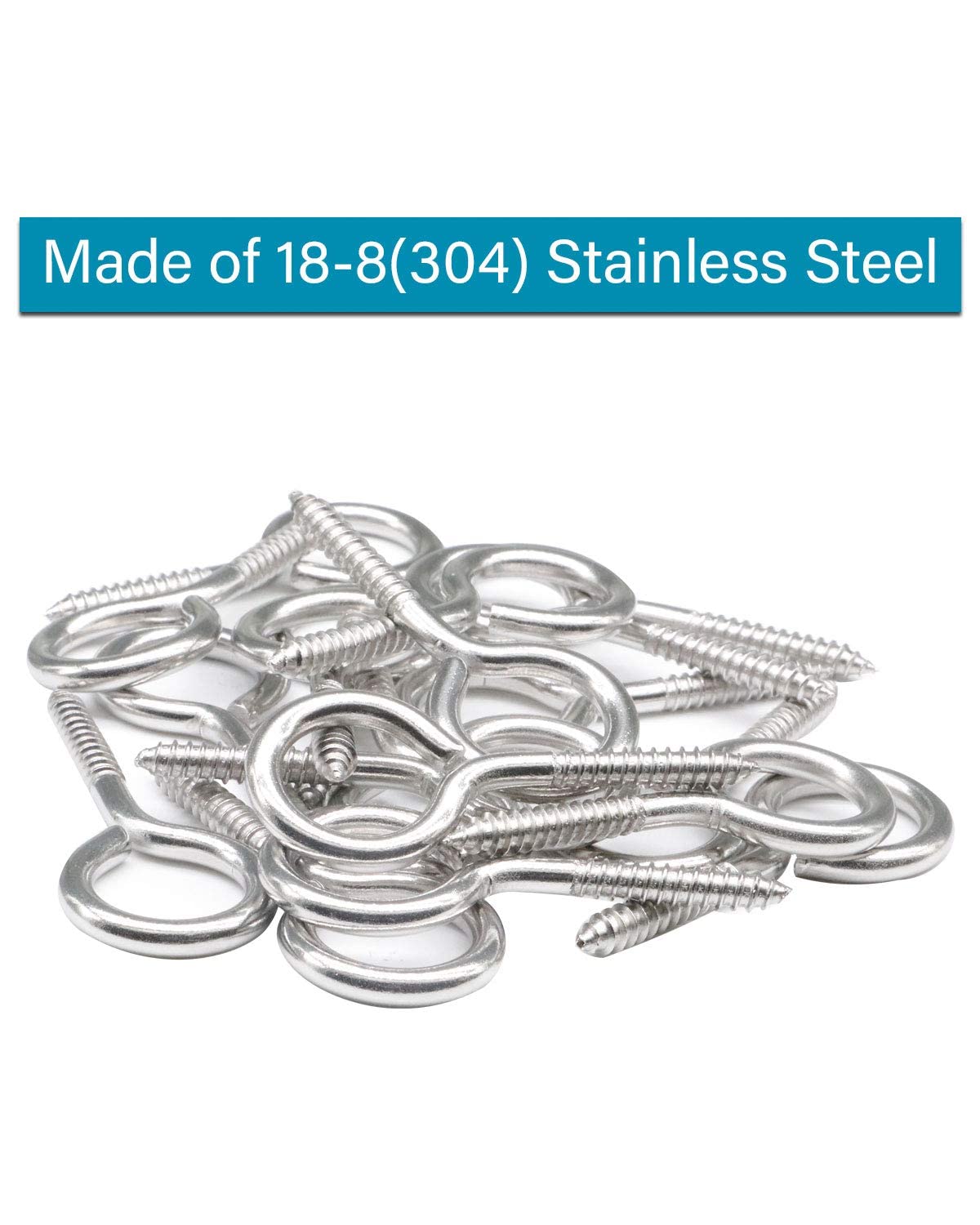 IMScrews 10Pcs #10 x 1-3/4" (1.75 Inch) Screw Eyes Eyelet Screws Lag Eyebolt Heavy Duty Hook for Wood 304 Stainless Steel - image 3