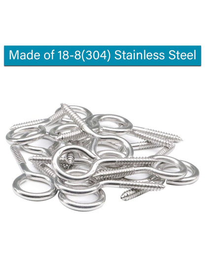 IMScrews 10Pcs #10 x 1-3/4" (1.75 Inch) Screw Eyes Eyelet Screws Lag Eyebolt Heavy Duty Hook for Wood 304 Stainless Steel - image 3