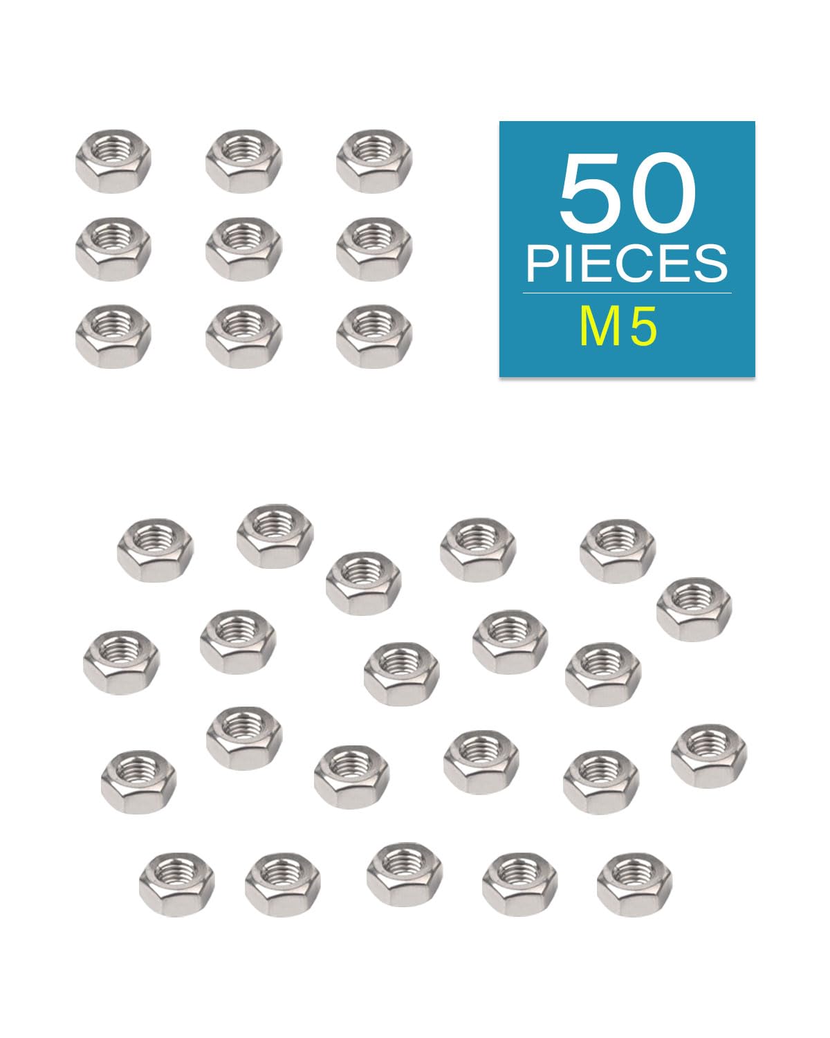 M5-0.8 Hex Nuts - IMScrews 304 Stainless Steel Hex Nuts - Durable, Rust-Resistant Fasteners for Home Repair and Professional Projects Pack of 50 - image 2