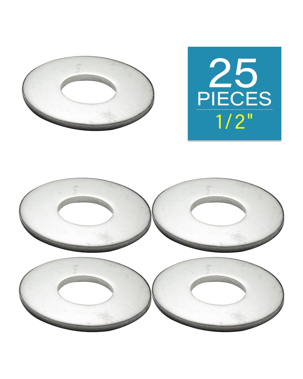 IMScrews 1/2" USS Large Flat Washers 304 Stainless Steel Washers (Pack of 25) - Durable, Rust-Resistant, Heavy Duty, Essential Hardware for Construction and DIY Projects - image 2