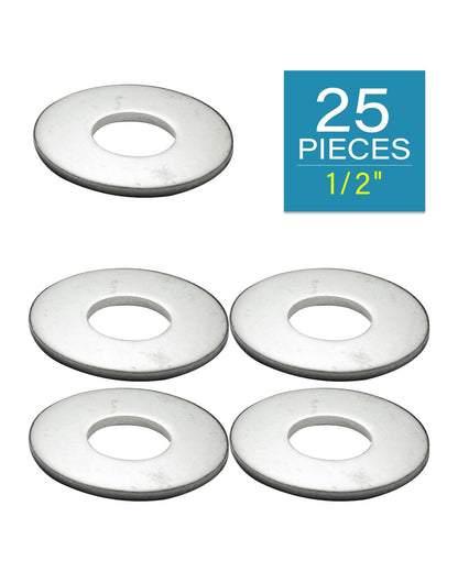 IMScrews 1/2" USS Large Flat Washers 304 Stainless Steel Washers (Pack of 25) - Durable, Rust-Resistant, Heavy Duty, Essential Hardware for Construction and DIY Projects - image 2