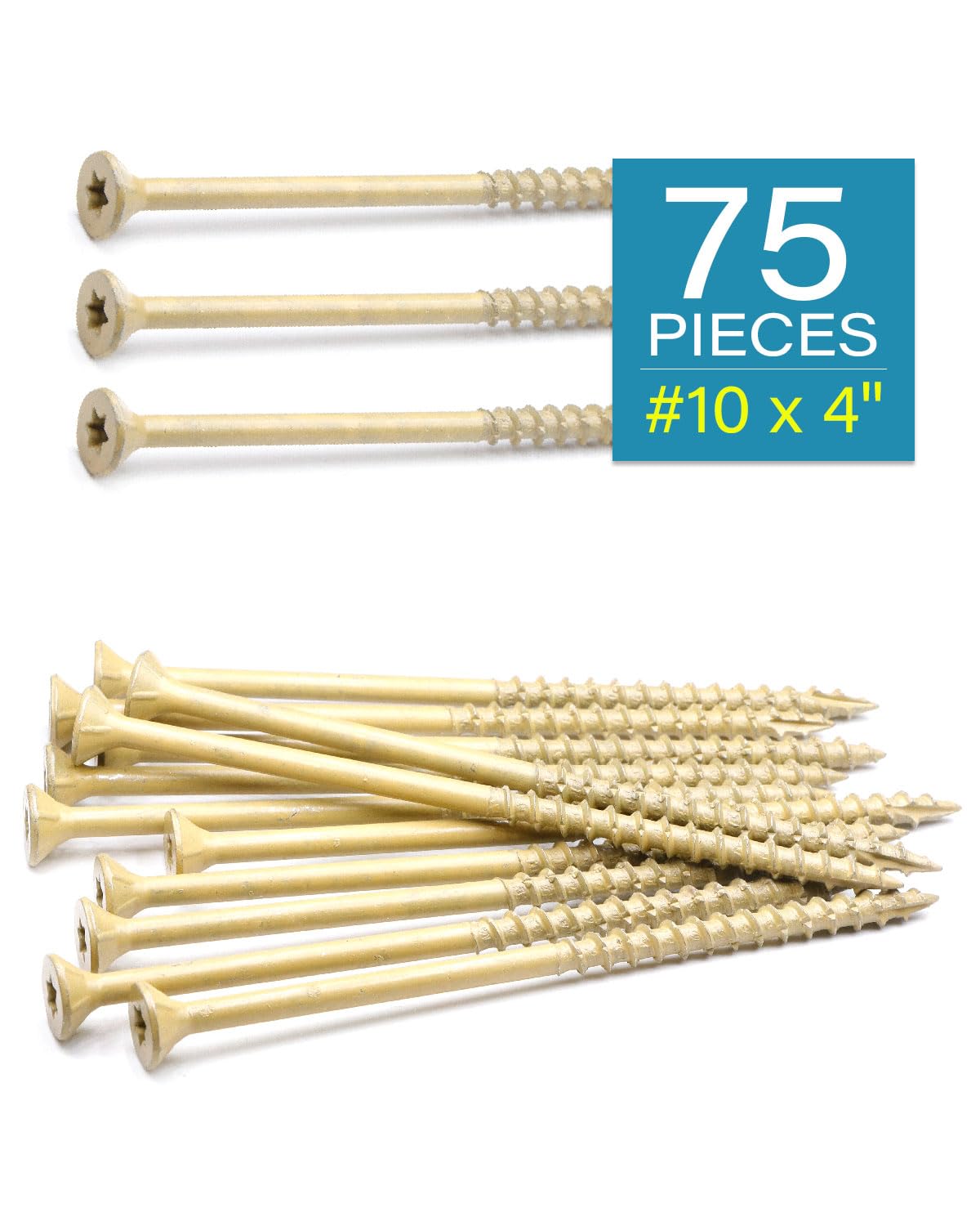 #10 x 4 Inch Deck Screws - 75 Pcs, Exterior Wood Screws, Carbon Steel Star Drive, Coarse Threads, Anti-Corrosion, Tan Coated, Rust-Resistant for Decks, Fences, and Outdoor Projects | by IMSCREWS - image 2