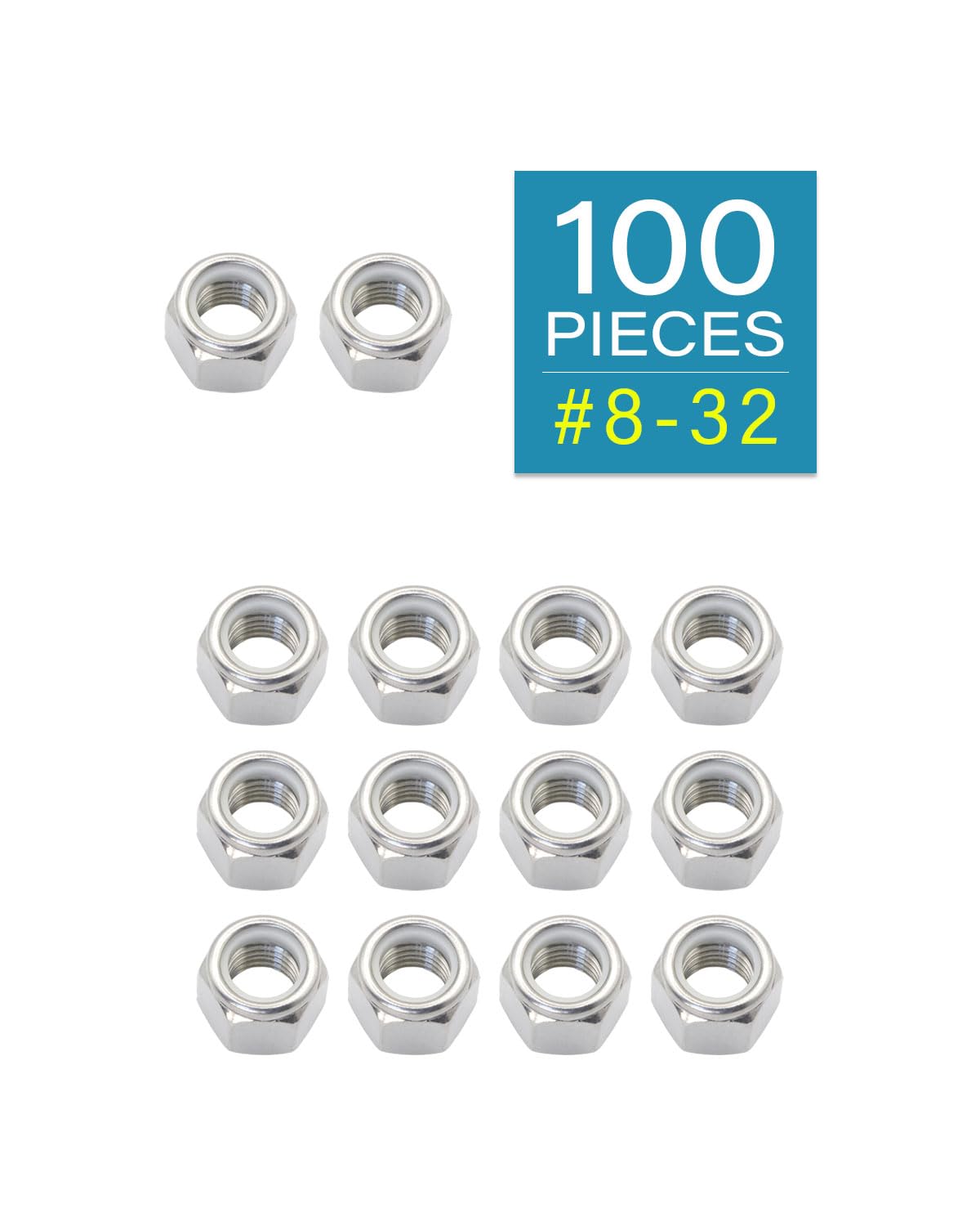 #8-32 Locknuts - IMScrews 304 Stainless Steel Hardware Locknuts - Durable and Rust-Resistant Fasteners for Home Repairs and Professional Projects Pack of 100 - image 2