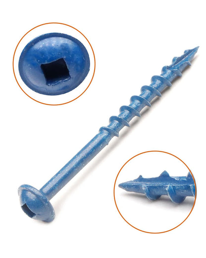 IMSCREWS 8 x 2-1/2 Inch Pocket Hole Screws 25 Pcs, Blue Epoxy Coated Exterior Wood Screws, No. 2 Square Drive Washer Head, Coarse Thread with Type 17 Point - image 4