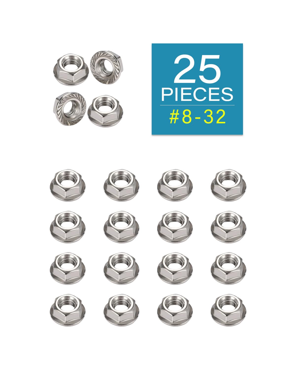 #8-32 Flange Nuts - IMScrews 304 Stainless Steel Flange Nuts - Resilient Fasteners for Home Maintenance and Professional Projects Pack of 25 - image 2