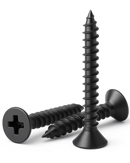 IMSCREWS #6 x 1/2" Bulk Black Cabinet Screws (200 Pack), 304 Stainless Steel Flat Head Phillips, Professional Self Tapping Fasteners for Hinge Installation & Woodworking ¡ª Matte Black