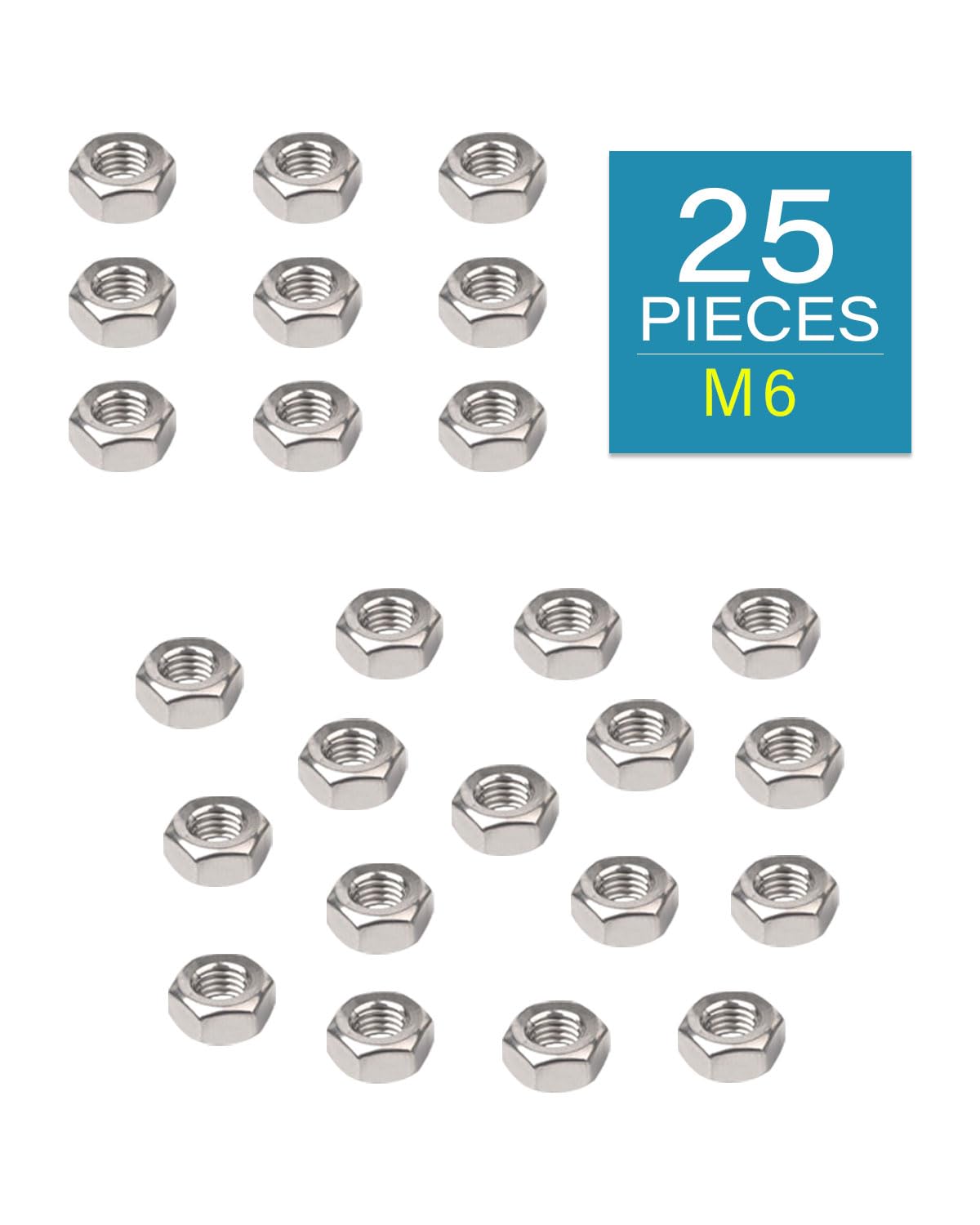 M6-1.0 Hex Nuts - IMScrews 304 Stainless Steel Hex Nuts - Durable, Rust-Resistant Fasteners for Home Repair and Professional Projects Pack of 25 - image 2