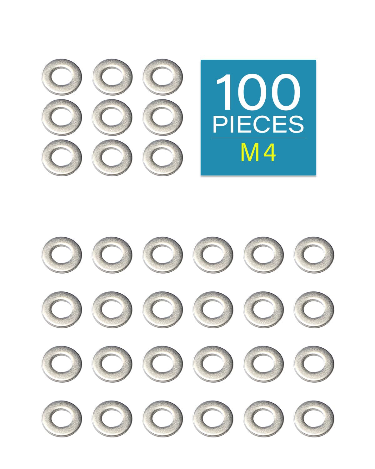 IMScrews M4 304 Stainless Steel Flat Washers for Bolts and Screws - Pack of 100 - Durable Hardware Essentials - image 2