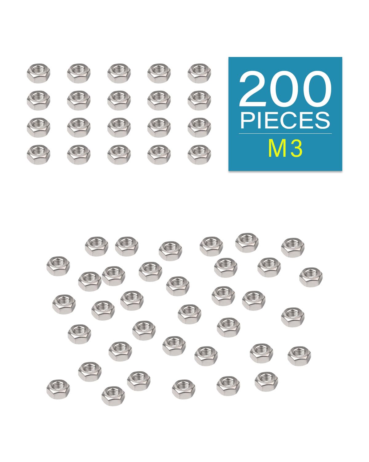 M3-0.5 Hex Nuts - IMScrews 304 Stainless Steel Hex Nuts - Durable, Rust-Resistant Fasteners for Home Repair and Professional Projects Pack of 200 - image 2