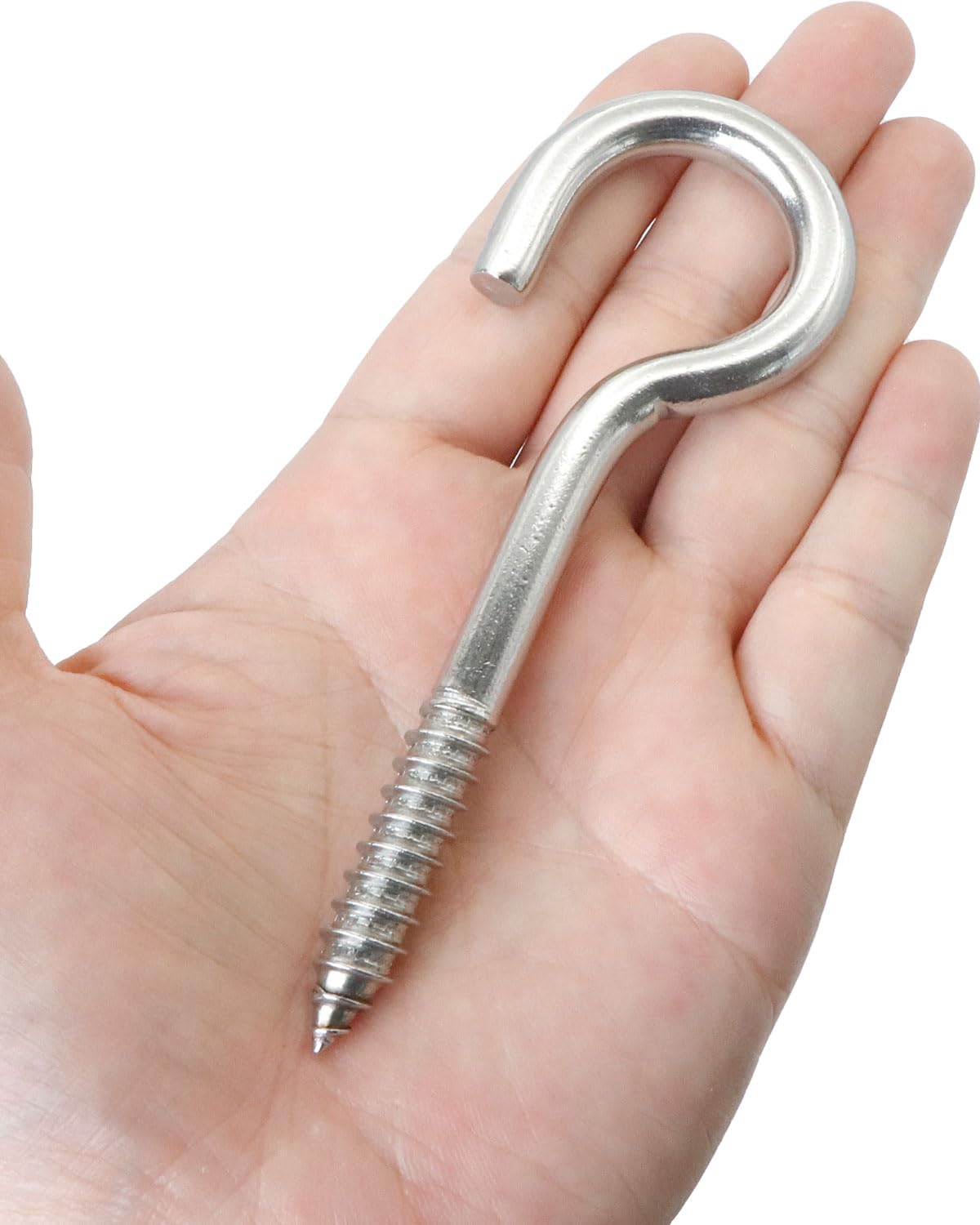IMSCREWS 2 Pcs Screw Eyes, 4.7 Inch 304 Stainless Steel Eye Bolts for Wood, Self Tapping Heavy Duty Hooks, Ideal for Securing Cables and Hammock Stands, Indoor & Outdoor Use - image 6