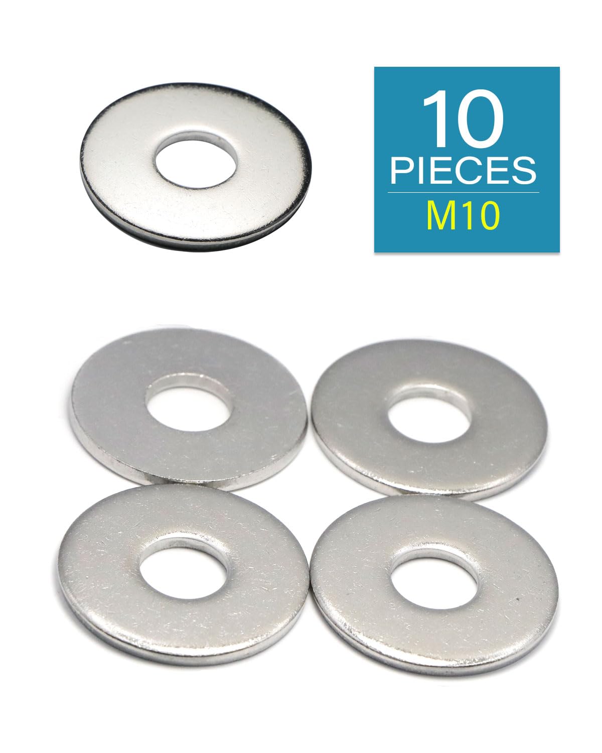 IMScrews M10 Extra Large Flat Washers - 304 Stainless Steel Washers GB5287 - Heavy-Duty Hardware for Superior Load Distribution - Pack of 10 - image 2