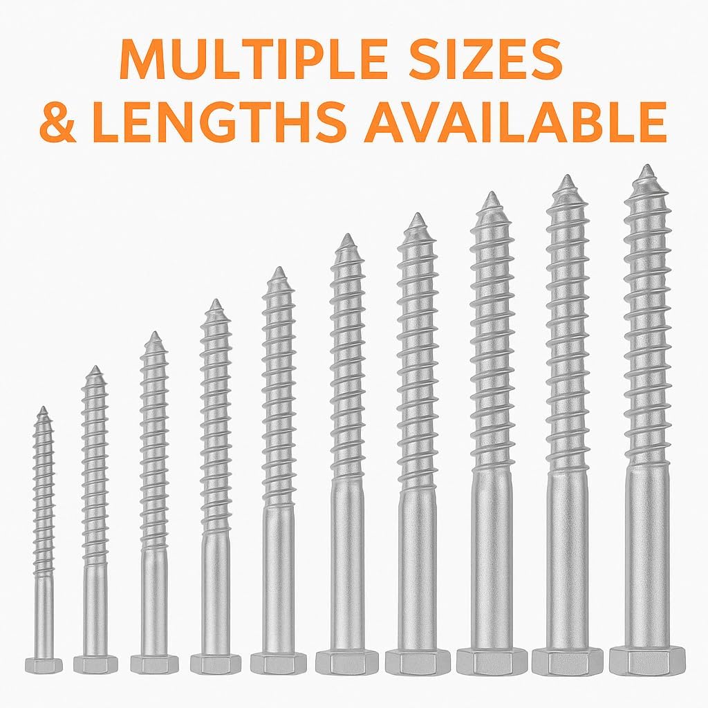 IMSCREWS 3/8  x 4-1/2  Hex Head Lag Screws, 304 Stainless Steel (18-8), Partially Threaded Heavy Duty Wood Bolts for Structural Framing, 10pcs - image 5